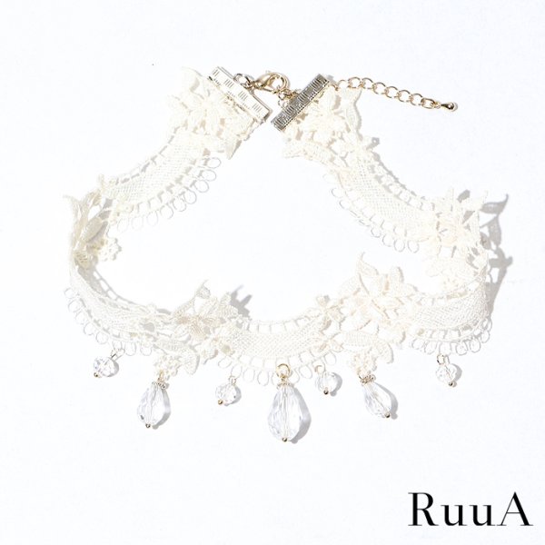 画像3: クリスタルレースチョーカー/レースネックレス/ネックレス (3)