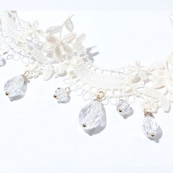 画像6: クリスタルレースチョーカー/レースネックレス/ネックレス (6)