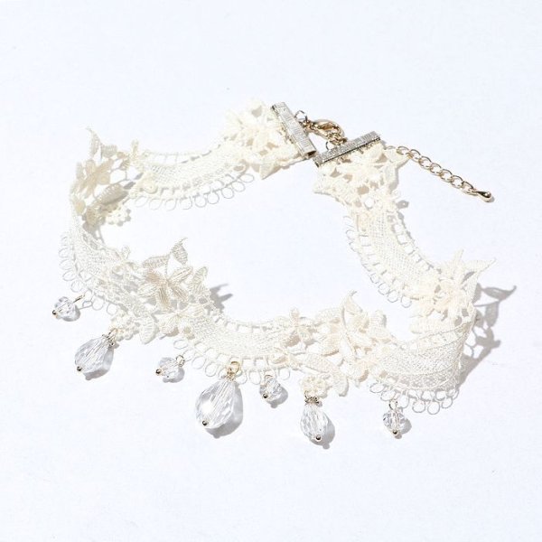 画像5: クリスタルレースチョーカー/レースネックレス/ネックレス (5)
