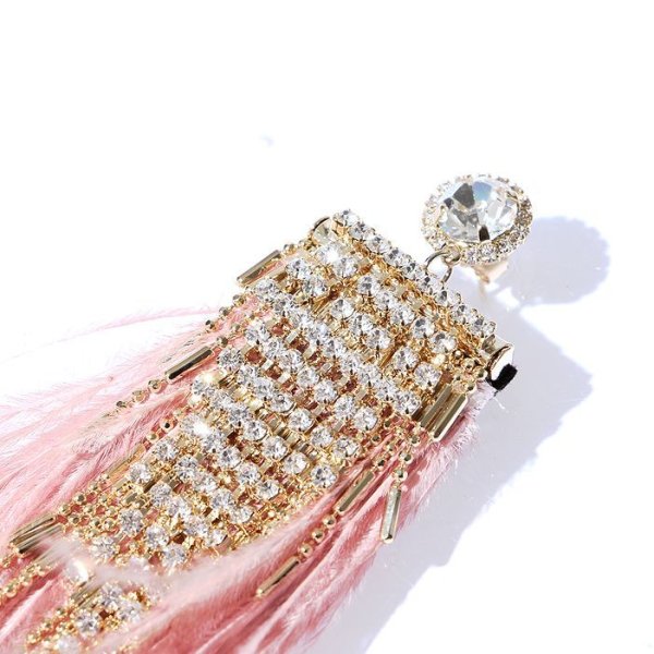 画像4: フェザー×ロングラインストーンチェーンピアス (4)