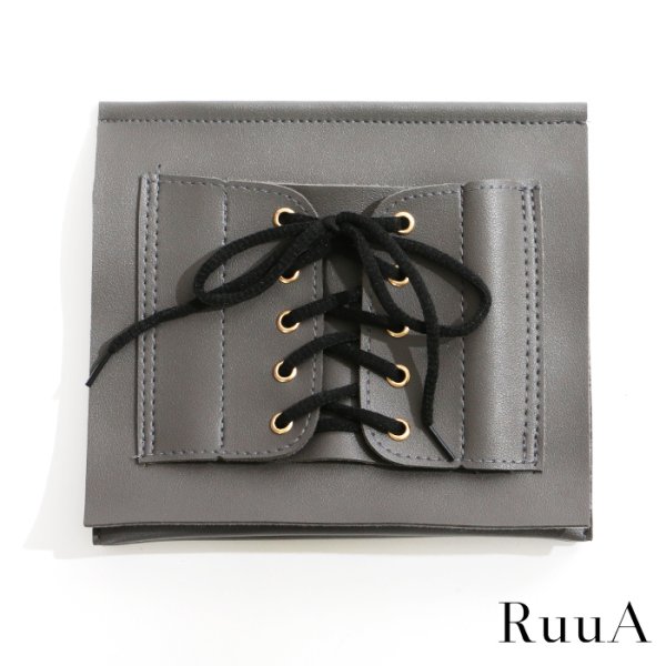 画像3: レースアップ スクエア ショルダーバッグ　ブラック　/ミニバッグ/ショルダーバッグ /肩掛けバッグ/レースアップ/バッグ/ポシェット/bag/スピンドル (3)