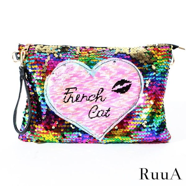 画像4: レインボースパンコールショルダーバッグ/クラッチバッグ/スパンコールバッグ/ポシェット/bag (4)