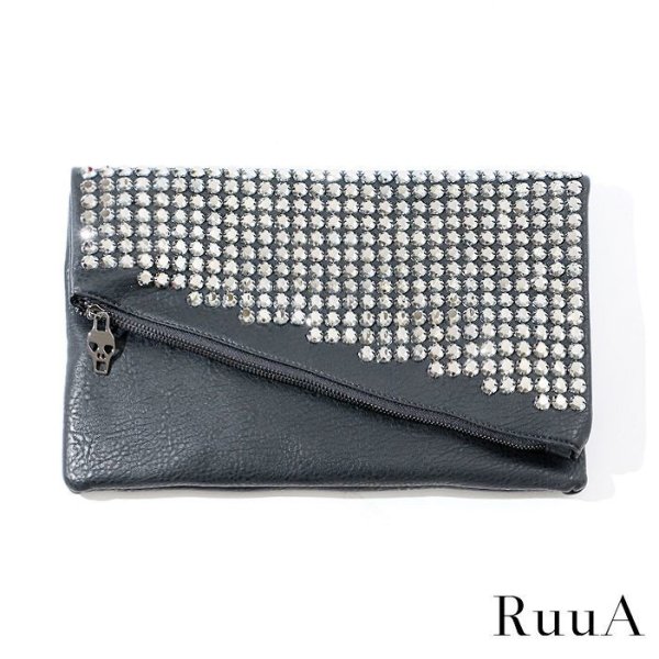 画像4: ポイントスカルミラースタッズショルダーバッグ/ショルダーバッグ/クラッチバッグ/スタッズバッグ/ポシェット/bag (4)