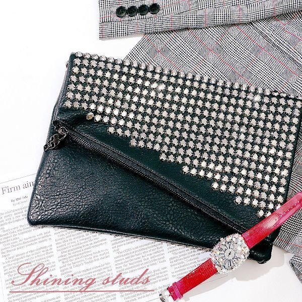 画像11: ポイントスカルミラースタッズショルダーバッグ/ショルダーバッグ/クラッチバッグ/スタッズバッグ/ポシェット/bag (11)