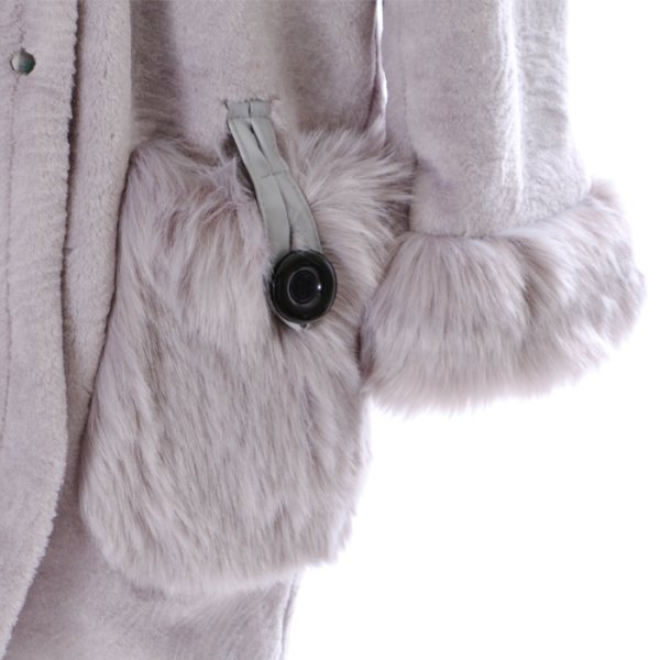 画像9: ボリュームファーフードコート　GY　ファーコート/コート/オーバー/オーバーコート (9)