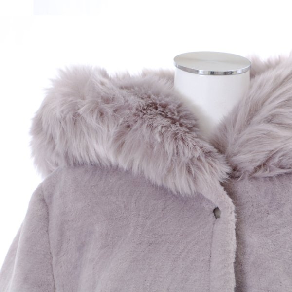 画像8: ボリュームファーフードコート　GY　ファーコート/コート/オーバー/オーバーコート (8)