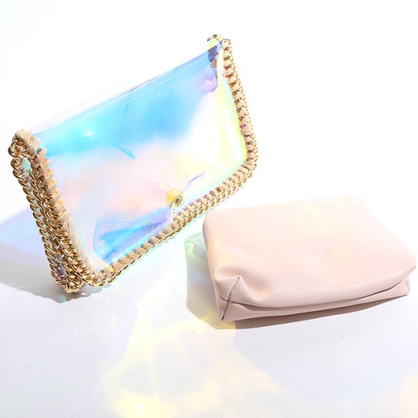 画像7: オーロラクリアショルダー＆クラッチバッグ　クラッチバッグ/ショルダーバッグ /肩掛けバッグ/チェーンバッグ/ポシェット/PVCバッグ/bag (7)
