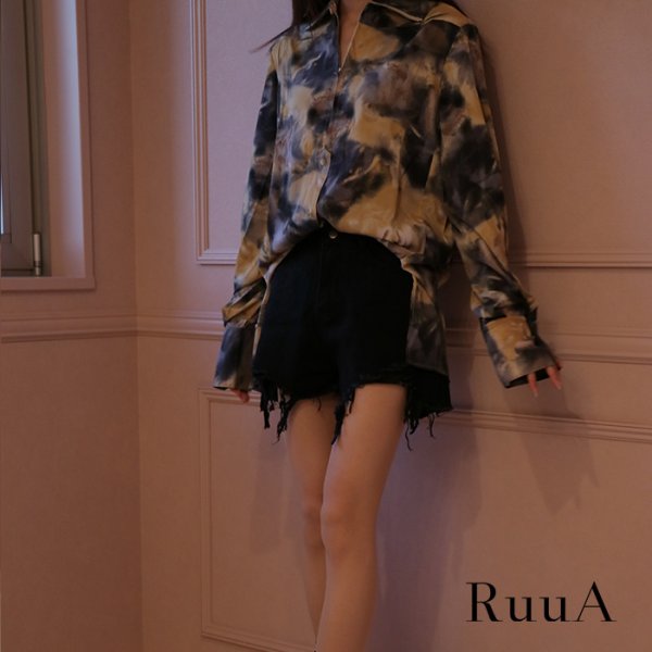 画像3: メルティングパターンZIP＆ボタンビッグシャツ　　/ビックシャツ/オーバーシャツ/メンズライクシャツ (3)