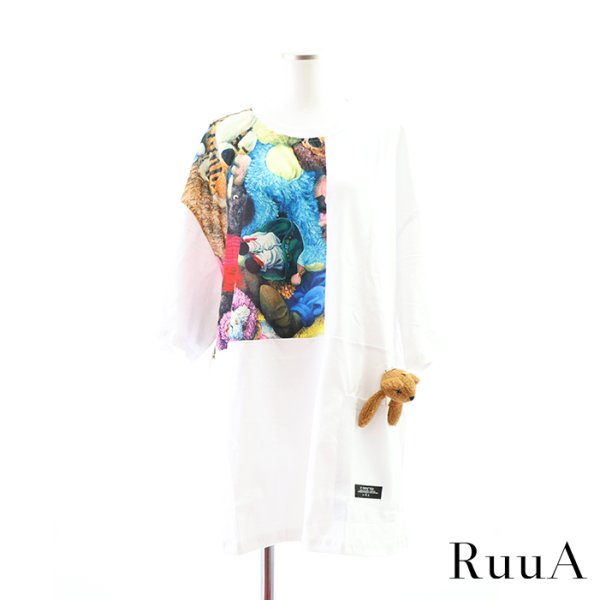 画像3: Plush bear クマのマスコット付　オーバーTシャツ　ホワイト　Tシャツ/オーバーTシャツ/マスコット付き (3)