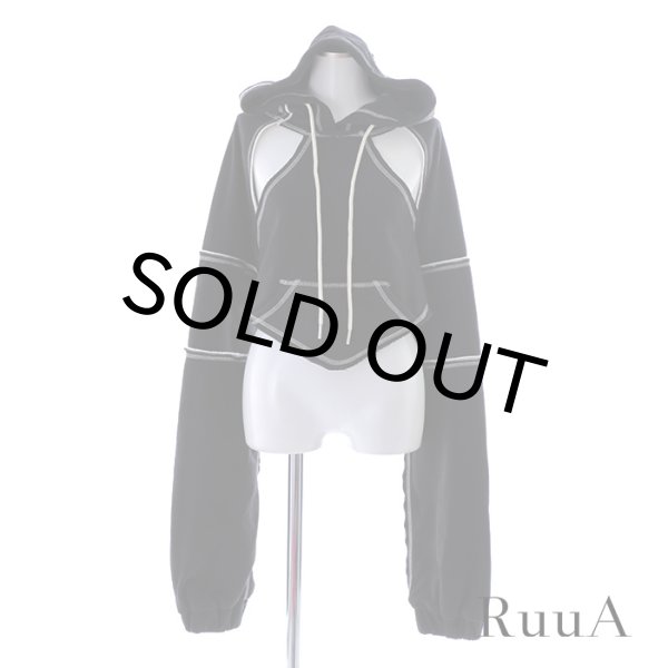 画像2: ショートフーディ/女性用パーカー/クロップヒップホップセーター (2)