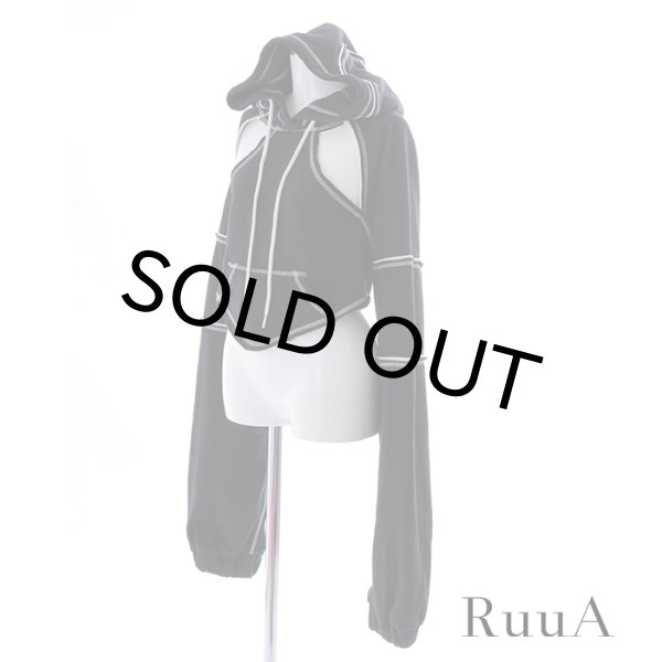 画像3: ショートフーディ/女性用パーカー/クロップヒップホップセーター (3)