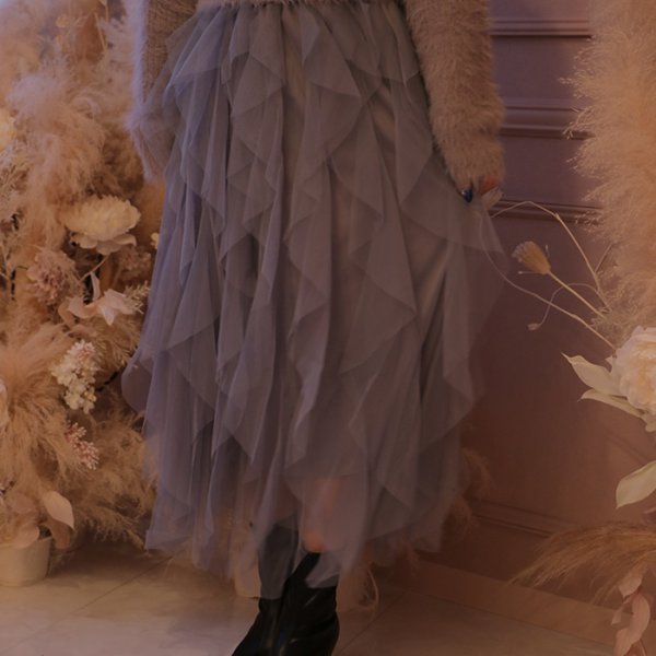 画像2: チュールケーキスカート（グレー）/チュールスカート (2)