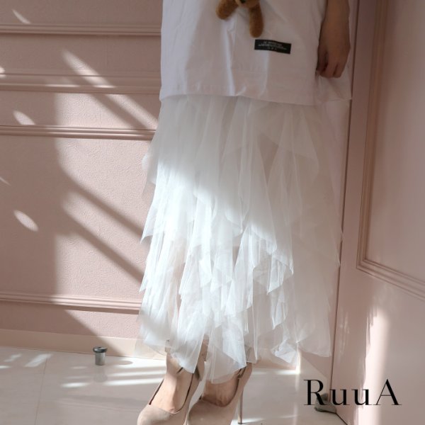 画像5: チュールケーキスカート（ホワイト）/チュールスカート (5)