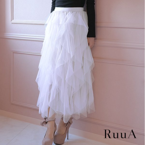 画像2: チュールケーキスカート（ホワイト）/チュールスカート (2)
