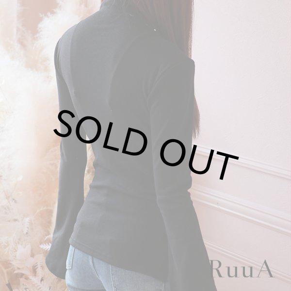 画像2: ブラックルーズニット/長袖/ニット/カットソー (2)