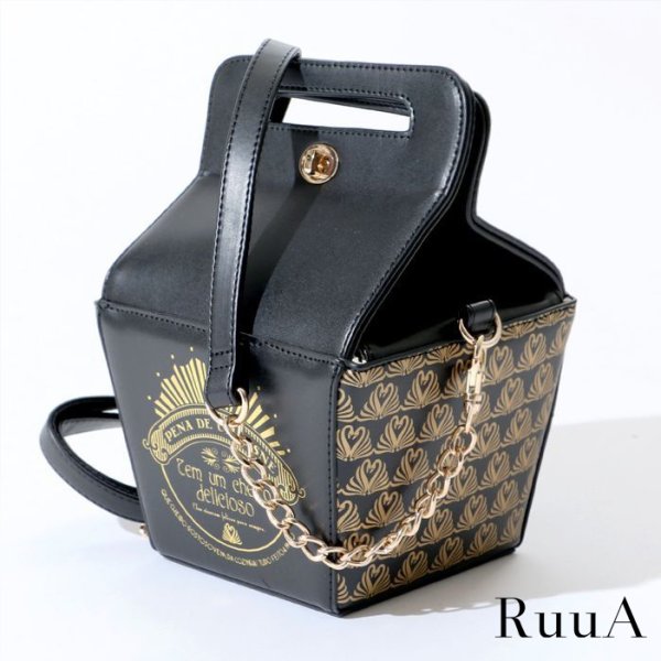 画像3: FLAPPERケーキボックスショルダーバッグ ブラック ミニバッグ/ショルダーバッグ /肩掛けバッグ/チェーンバッグ/バッグ/ポシェット/bag (3)