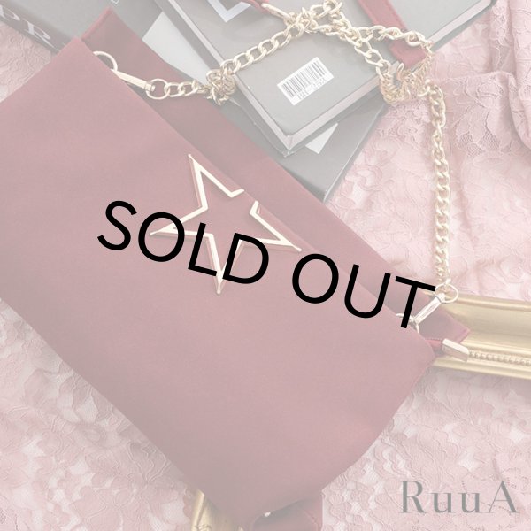 画像1: スウェードタッチスター2WAYショルダーバッグ　ワインレッド /ショルダーバッグ/クラッチバッグ/チェーンバッグ/肩掛けバッグ/ポシェット/bag (1)