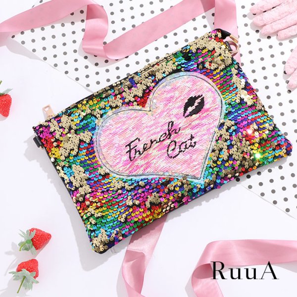 画像1: レインボースパンコールクラッチバッグ/ショルダーバッグ/クラッチバッグ/スパンコールバッグ/ポシェット/bag (1)