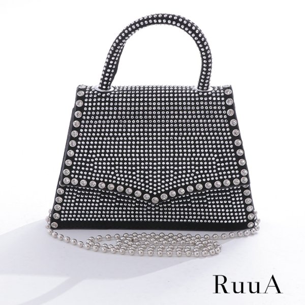 画像4: ブラックビジューミニバッグ　　レディースショルダーバッグ/ポシェット/ショルダ/bag/デイリーバッグ/斜め掛けバッグ/ミニサイズ (4)