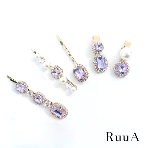 画像3: ビジューヘアピン＆クリップ（５個セット）　/ヘアクリップ/ヘアピン/ヘアアクセサリー (3)