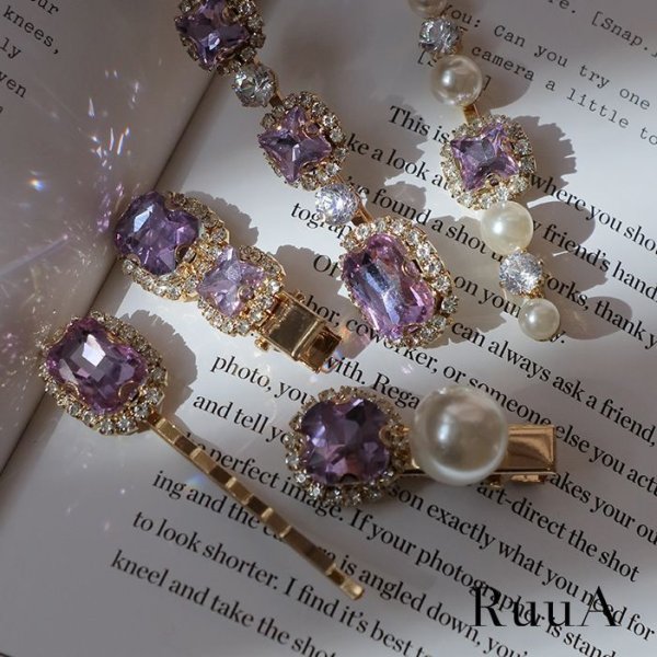 画像2: ビジューヘアピン＆クリップ（５個セット）　/ヘアクリップ/ヘアピン/ヘアアクセサリー (2)