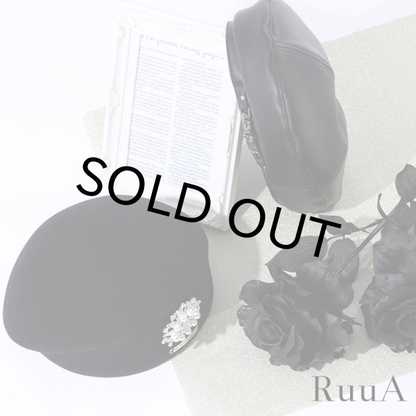 画像2: パールブローチ付ベレー帽　/帽子/キャップ/ニット帽/ベレー帽 (2)