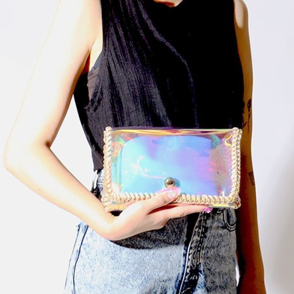 画像12: オーロラクリアショルダー＆クラッチバッグ　クラッチバッグ/ショルダーバッグ /肩掛けバッグ/チェーンバッグ/ポシェット/PVCバッグ/bag (12)